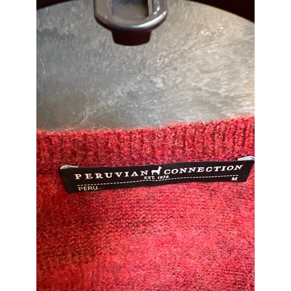 Peruvian Connection Baby Alpaca V Neck Pullover Sweater Size Medium Red - Picture 3 of 4